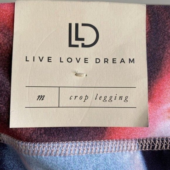 Live Love Dream Pink Womens Flowered Leggings Sz M No Sweat Water Wicking Tech - Picture 8 of 12